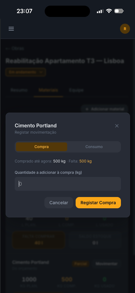 Obras App Mobile View 1